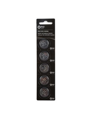 Button Cell Battery, CR2032, 3V, Pack of 5 pieces